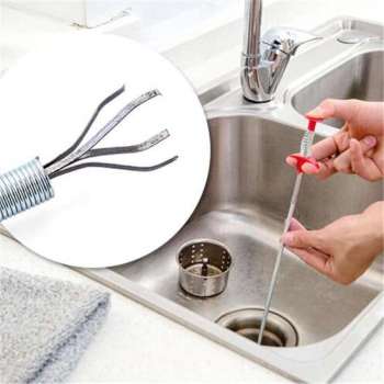 HMerch™ Ontstoppingsveer – Gootsteenontstopper Veer – Ontstoppen van Gootsteen / Afvoer / Doucheputje / Riool – RVS – 60 cm