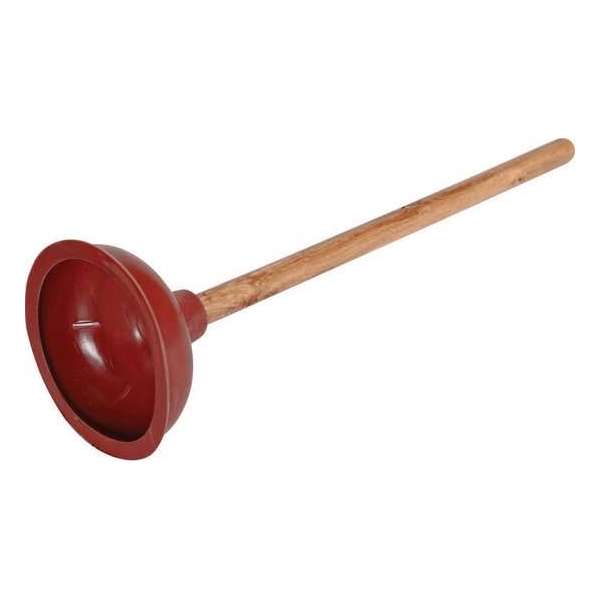 Ontstopper voor gootsteen 16 cm met houten handgreep van circa 43 cm lang Ontstopper voor gootsteen 16 cm met houten handgreep van circa 43 cm lang