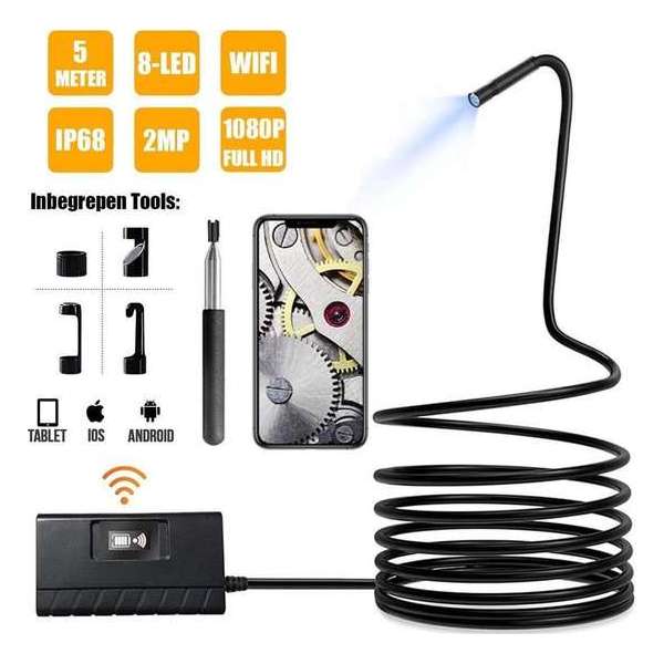 T&D Inspectiecamera 5M - Android/IOS - IP68 Waterdicht - 1080P HD - LED Verlichting - Endoscoop - Inspectie Camera T&D Inspectiecamera 5M - Android/IOS - IP68 Waterdicht - 1080P HD - LED Verlichting - Endoscoop - Inspectie Camera