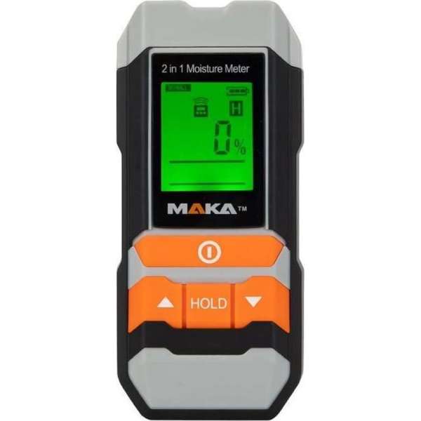 Maka 2 in 1 digitale vochtmeter - Voor hout en bouwmaterialen Maka 2 in 1 digitale vochtmeter - Voor hout en bouwmaterialen