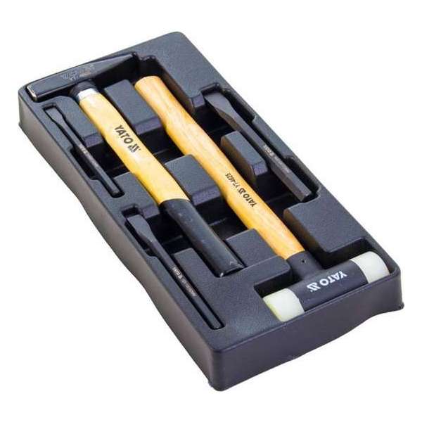 Yato Hamer en beitelset - 5-delig - 38 x 17 x 4 cm - Robuuste kunstof module - Zwart Yato Hamer en beitelset - 5-delig - 38 x 17 x 4 cm - Robuuste kunstof module - Zwart