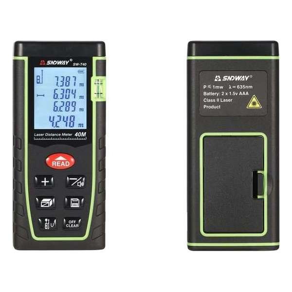 SNDWAY - Professionele Laser Afstandsmeter - 40 Meter Bereik - Laser Meetgereedschap - LCD Scherm SNDWAY - Professionele Laser Afstandsmeter - 40 Meter Bereik - Laser Meetgereedschap - LCD Scherm