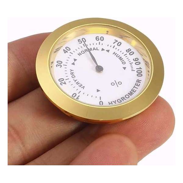 Hygrometer - hoge kwaliteit - accuraat - roestvrijstaal - compact - glas - gouden afwerking Hygrometer - hoge kwaliteit - accuraat - roestvrijstaal - compact - glas - gouden afwerking