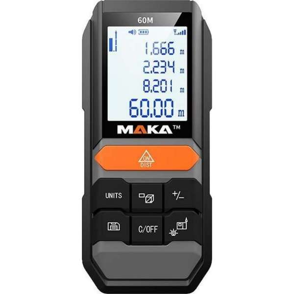 MAKA Digitale laser afstandmeter - 60 meter bereik- Verlicht LCD scherm - Lasermeter MAKA Digitale laser afstandmeter - 60 meter bereik- Verlicht LCD scherm - Lasermeter